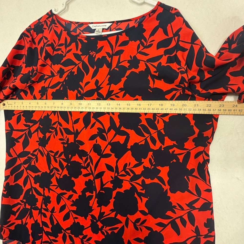 Croft & Barrow Blouse L Floral Roll Tab Sleeve Career Top NWOT - Picture 8 of 8
